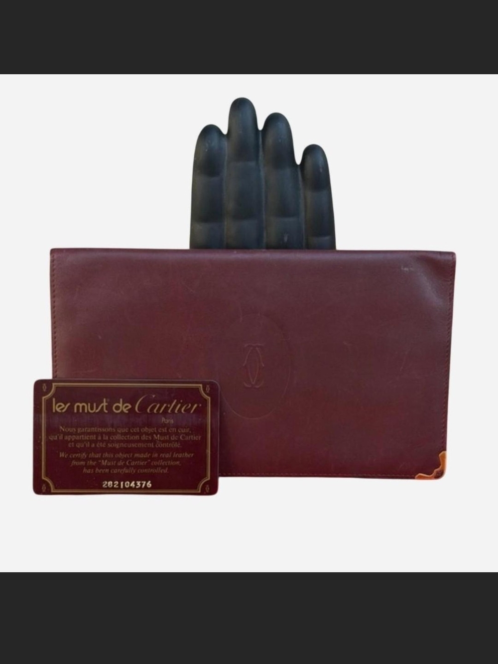 Cartier Burgundy Leather Document Sleeve with Gold Corner Accent
